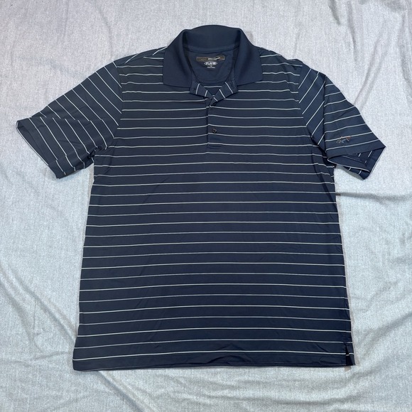 Greg Norman Collection Other - Greg Norman‎ Shirt Mens Large Polo Navy Blue Striped Play Dry Golf Performance